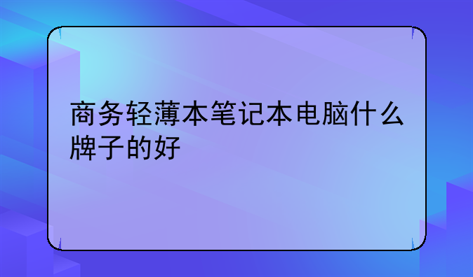 商务轻薄本笔记本电脑什么牌子的好