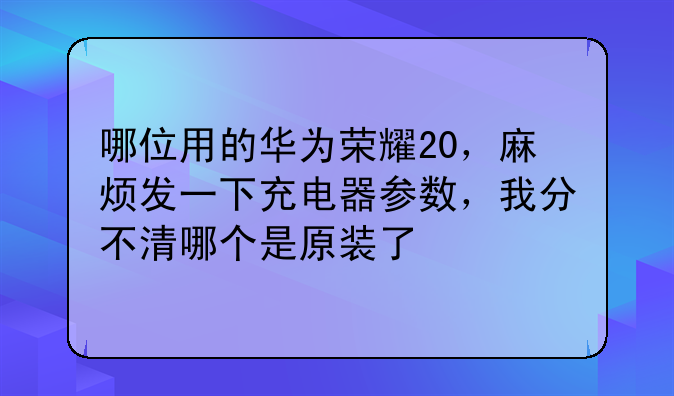 哪位用的华为荣耀20，麻烦发一下充电器参数，我分不清哪个是原装了