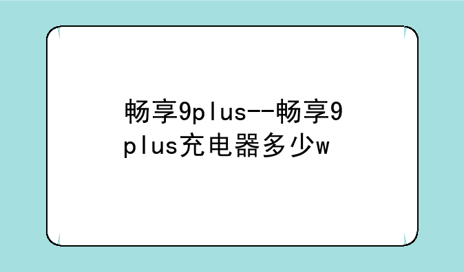 畅享9plus--畅享9plus充电器多少w