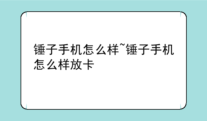 锤子手机怎么样~锤子手机怎么样放卡